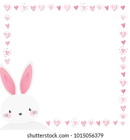 Cute Bunny Frame, Happy Easter Background, Easter Background, Easter Sunday Bunny, Church Background, Easter Greeting Card, Adorable Bunny Rabbit, Bunny Frame, Animal Vector Illustration Background