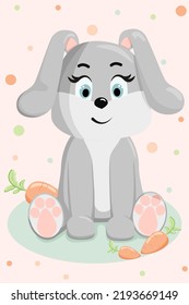 Cute bunny. Funny illustration of a sleeping rabbit. Baby Hare
