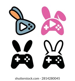 Cute bunny game controller icons with play button