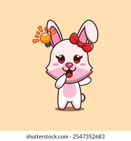 Cute bunny get an idea cartoon vector illustration. mascot cartoon character vector illustration. design element suitable for poster, brochure, web, mascot, sticker, logo and icon.