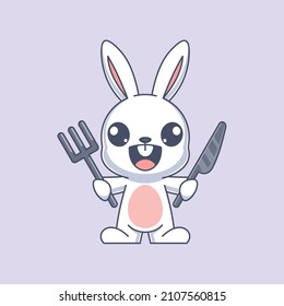Cute bunny getting ready to eat