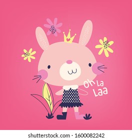 Cute bunny girl with crown. Dream Big Princess