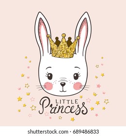 Cute bunny girl with crown. Little Princess