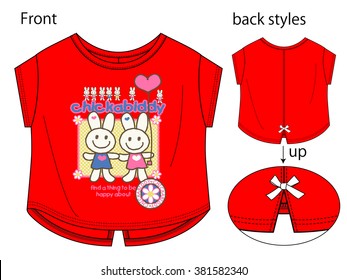 cute bunny, girl tshirt design, kids fashion vector illustration