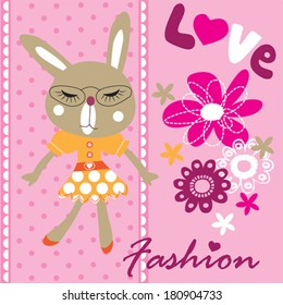 cute bunny girl vector illustration