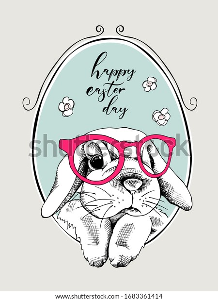 Joli Lapin Dans Des Lunettes Dans Image Vectorielle De Stock Libre De Droits
