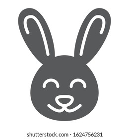 Cute Bunny glyph icon, easter and holiday, rabbit sign, vector graphics, a solid pattern on a white background, eps 10