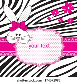 cute bunny greeting card vector illustration