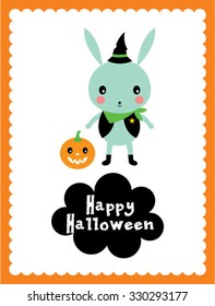 cute bunny halloween card