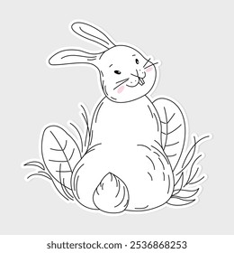 Cute Bunny. Hand drawn character for baby t-shirt, kids fashion print, Easter, greeting cards, baby shower. Vector doodle illustration isolated 