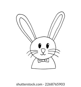 cute bunny hand drawn in doodle style. template card, poster