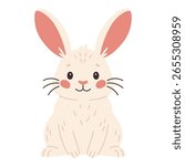 Cute bunny. Hand drawn flat vector rabbit isolated on white background, front view