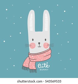 Cute bunny. Hand drawn rabbit illustration