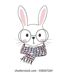 Cute bunny. Hand drawn rabbit illustration