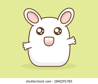 Cute bunny happy cartoon on green background.vector