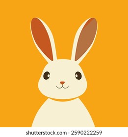 Cute bunny. Happy Easter background or greeting card. Minimalistic flat vector illustration of cartoon hare.