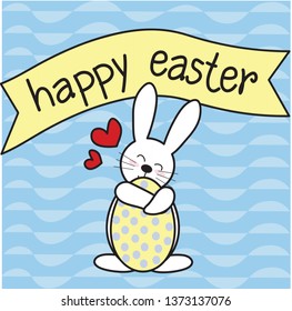 cute bunny happy Easter card poster background