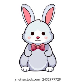 Cute bunny. Happy Easter day, cartoon character design. Illustration isolated on white background