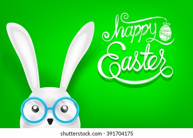 Cute bunny and Happy Easter.Vector illustration