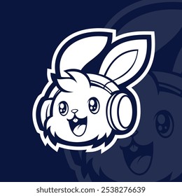 Cute bunny happy mascot esport logo cartoon