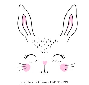 cute bunny happy vector illustration