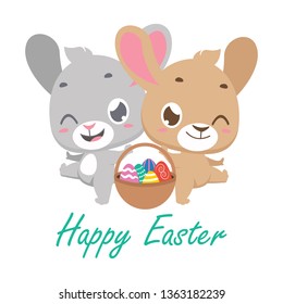 Cute bunny and hare Easter greeting