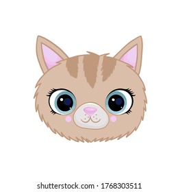 Cute bunny head face oval icon with big eyes. Cartoon funny character. Pet baby print collection. Happy Spring. Scandinavian style Isolated on a white background. Vector