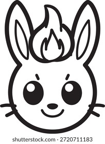 Linda cabeza de conejo con un peinado de llama para una mascota animal y gráficos de Ilustración vectorial del zodiaco chino. 