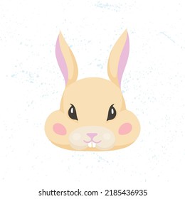 Cute bunny head in flat vector style