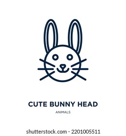 Cute Bunny Head Icon From Animals Collection. Thin Linear Cute Bunny Head, Cute, Bunny Outline Icon Isolated On White Background. Line Vector Cute Bunny Head Sign, Symbol For Web And Mobile