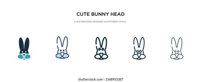 cute bunny head icon in different style vector illustration. two colored and black cute bunny head vector icons designed in filled, outline, line and stroke style can be used for web, mobile, ui