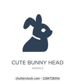 cute bunny head icon vector on white background, cute bunny head trendy filled icons from Animals collection, cute bunny head vector illustration