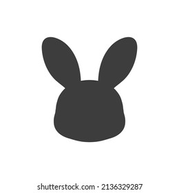 Cute Bunny Head Silhouette Icon. Simple Minimal Modern Design.