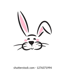 Cute bunny head vector icon.