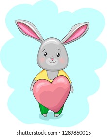 cute bunny with heart for design