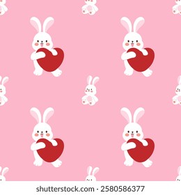 Cute bunny with heart seamless pattern for fabric