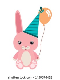 cute bunny with helium balloon