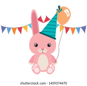 cute bunny with helium balloon