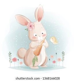 Cute Bunny And His Carrot