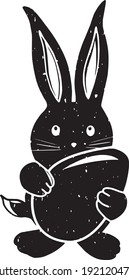 un lindo conejito sostiene un huevo de Pascua. silueta. Gráficos vectoriales. formato de pasos