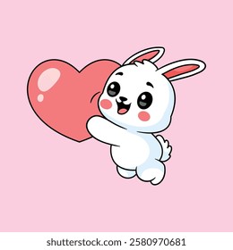 Cute Bunny Holding a Heart