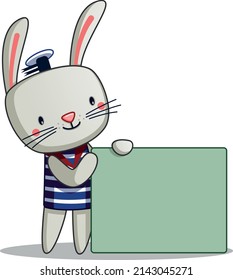cute bunny holding note. vector