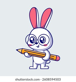 Cute Bunny Holding a Pencil – Adorable Animal Illustration for Writing and Creativity