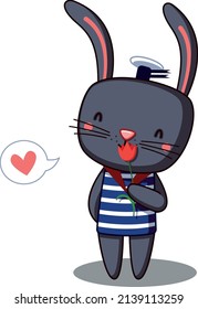 cute bunny holding a tulip in his hands