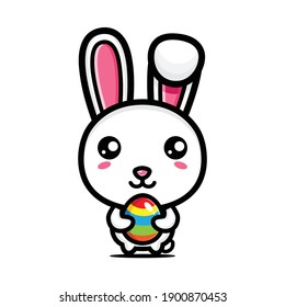 cute bunny hugging Easter celebration eggs