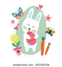 cute bunny hugging egg and ester ornament