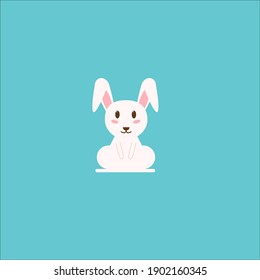 Icono de conejito, estilo plano. Conejo sobre fondo blanco. 