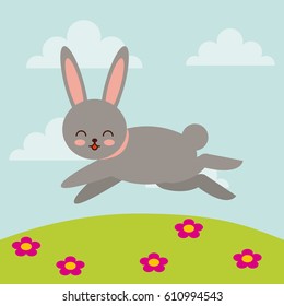 cute bunny icon. happy easter concept. colorful design. vector illustration