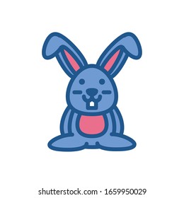 cute bunny icon over white background, colorful and line style design, vector illustration