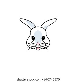 Cute bunny icon. Rabbit, hare character. Linear vector illustration